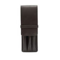 Trapani Triple Pen Top Flap Leather Case - Midnight Black